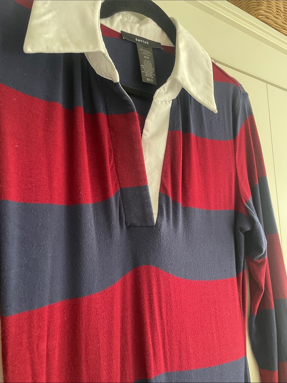 Smythe Navy and Burgundy Striped Maxi Dress with White Collar - Picture 8 of 8